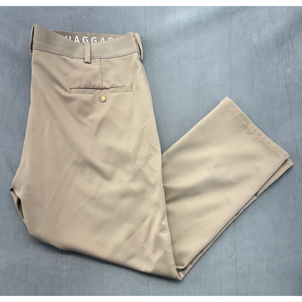 Haggar 365 Lifestyle Slim Straight Pants Mens 40x29 Khaki Tan Casual Lightweight